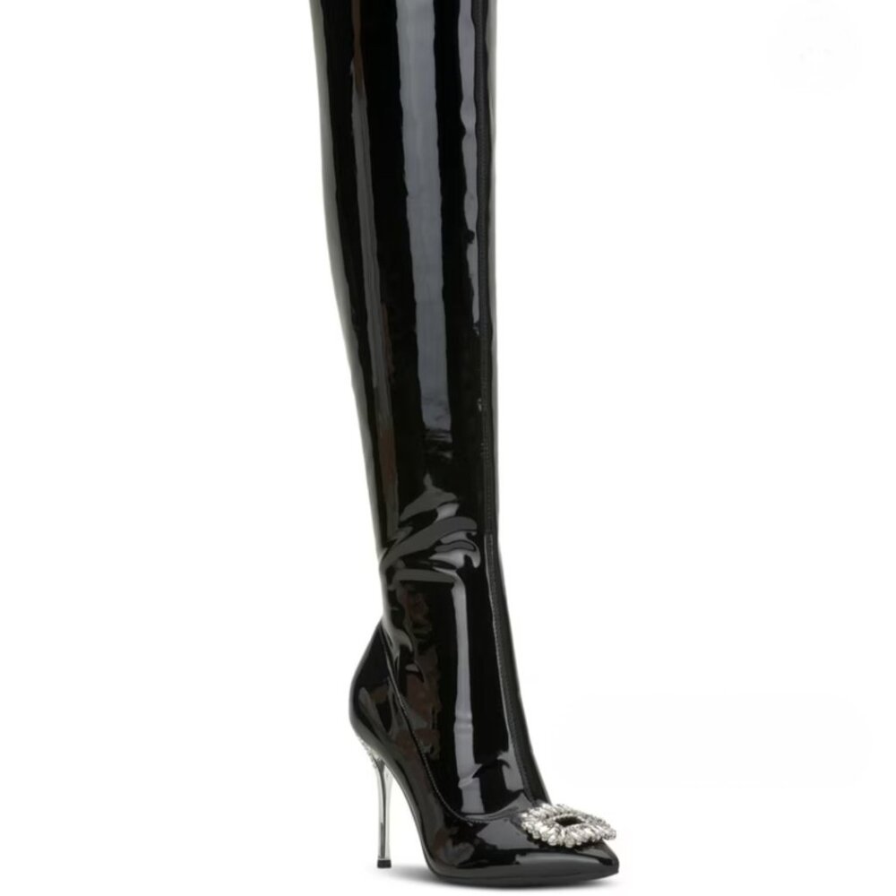 Patent Over the Knee Boots